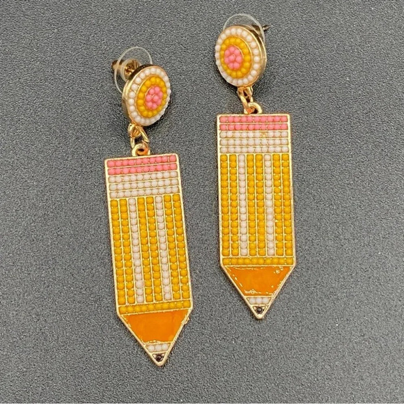 Fun Teacher Writer Earrings in Pencil Design  Pierced - Picture 4 of 6